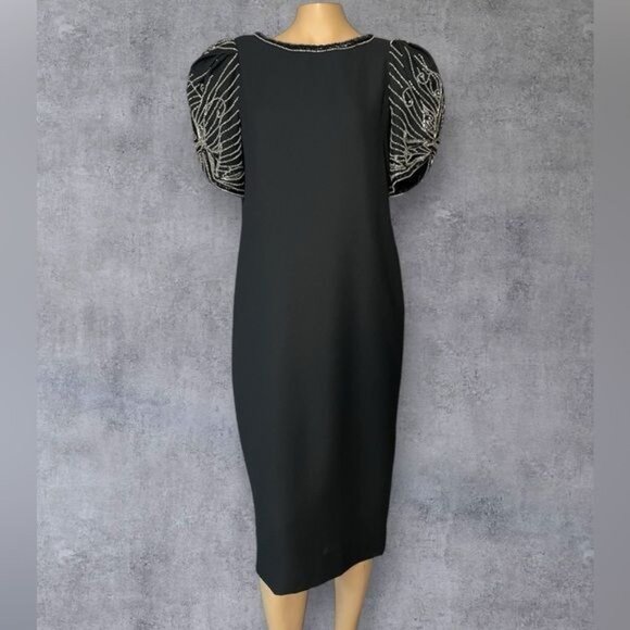 Jack Bryan Dresses & Skirts - Vintage Black Cocktail Dress with Beaded Sleeves Jack Bryan